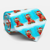 Cravate Chow Chow dans la neige avec cadeaux de Noël (Roulé)