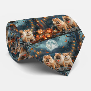 Cravate Chow Chow Halloween Effrayant