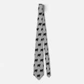 Cravate Chow Chow Silhouettes Motif gris et noir (Devant)