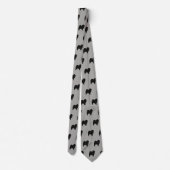 Cravate Chow Chow Silhouettes Motif gris et noir (Dos)