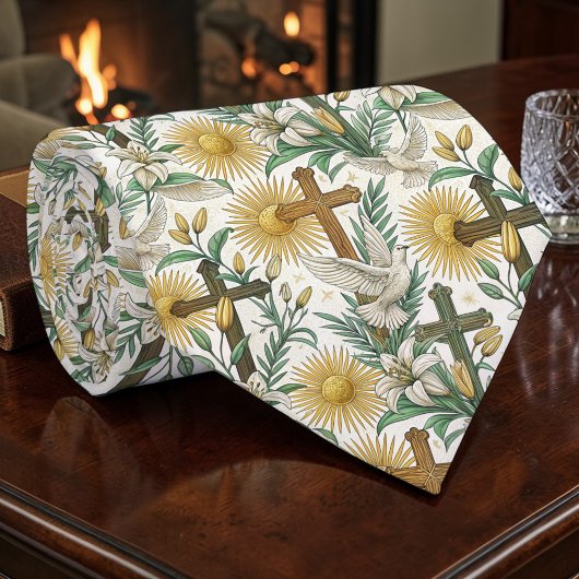 Cravate Christian Crosses with Doves Custom Necktie