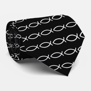 Cravate Christian Ichthys Jesus Poisson Noir