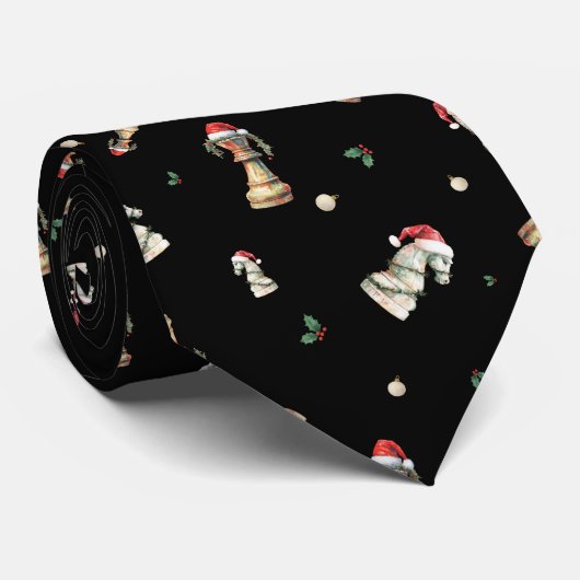 Cravate Christmas Chess Tie – Elegant Chess pattern (Roulé)