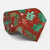 Cravate Christmas holly and pinecones seamless pattern (Roulé)