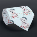 Cravate Christmas Husky Dog in a Santa Hat Patterned<br><div class="desc">A tie with a whimsical and cute watercolor painting of a husky dog wearing a blue Santa hat.</div>
