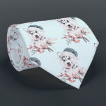 Cravate Christmas Husky Dog in a Santa Hat Patterned<br><div class="desc">A tie with a whimsical and cute watercolor painting of a husky dog wearing a blue Santa hat.</div>