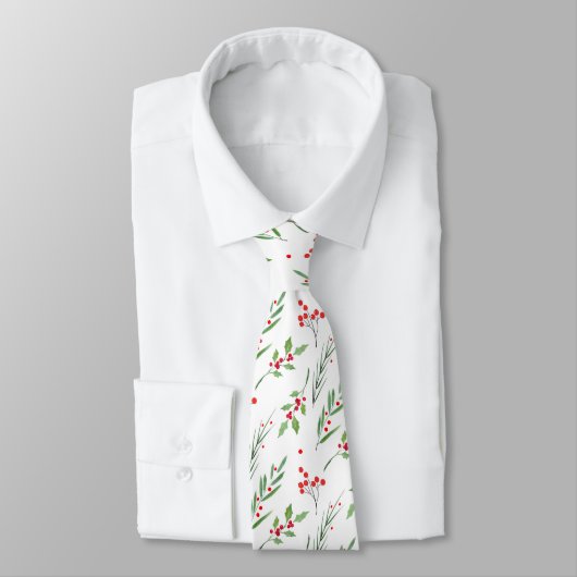 Cravate Christmas Mixed Botanical Pattern Neck Tie (Attaché)