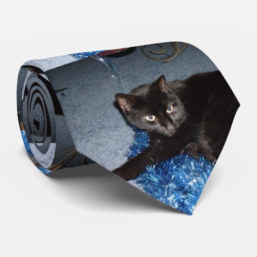 CRAVATE CHRISTMAS NOIR CAT (Roulé)