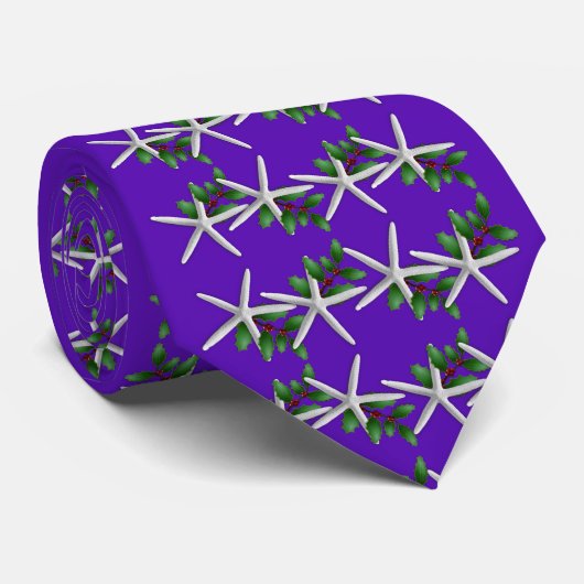 Cravate Christmas Purple Starfish pattern tie (Roulé)