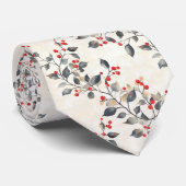 Cravate Christmas Red Berries Green Branches (Roulé)