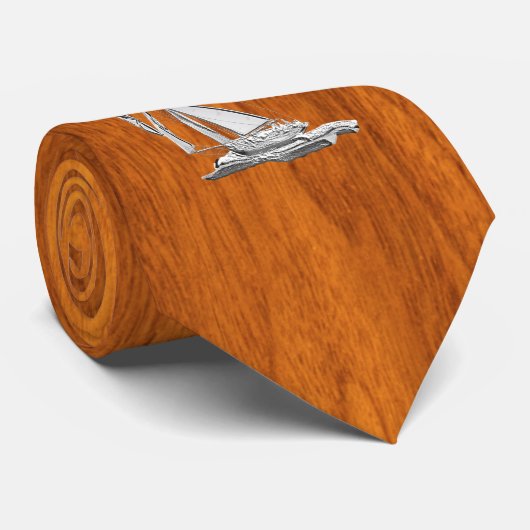 Cravate Chrome comme Sailboat sur Teak Veneer style impres (Roulé)