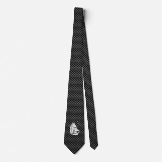 Cravate Chrome like Sailboat on Carbon Fiber style print (Devant)