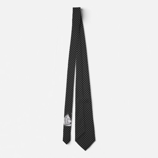 Cravate Chrome like Sailboat on Carbon Fiber style print (Dos)