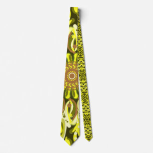 Cravate Chrysanthème jaune Motif Floral Abstrait