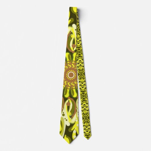 Cravate Chrysanthème jaune Motif Floral Abstrait (Devant)