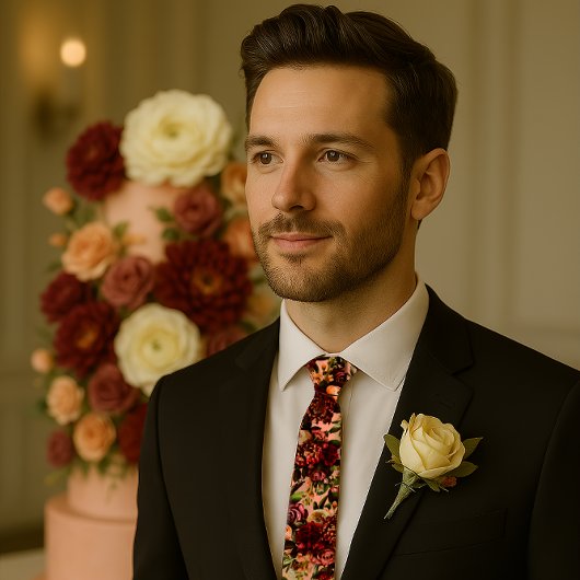 Cravate Chrysanthème romantique sur Gossamer Pink