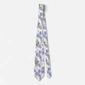 Cravate Chrysanthèmes bleus, aquarelle (Devant)