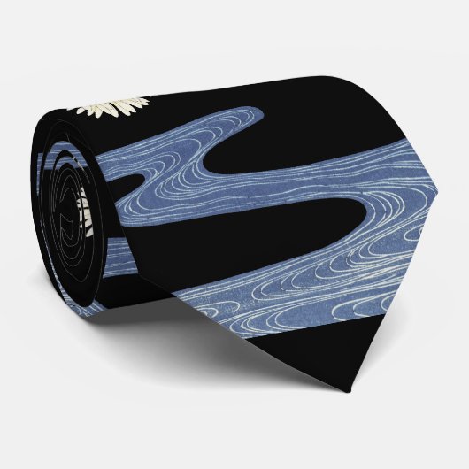 Cravate Chrysanthèmes, Eau courante, Floral japonais (Roulé)