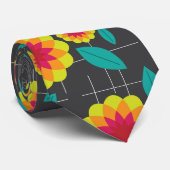 Cravate Chrysanthèmes géométriques (Roulé)