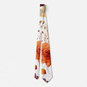Cravate Chute Bourgogne Orange Floral Mariage Groomsmen (Dos)