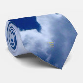 Cravate Ciel bleu avec Croix d'or (Roulé)