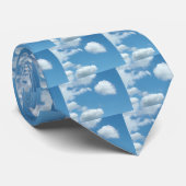 Cravate ciel bleu et nuages blancs (Roulé)