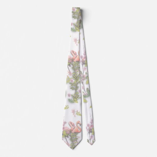 Cravate Ciel bleu nuageux et Flamant rose Répéter l'impres (Devant)