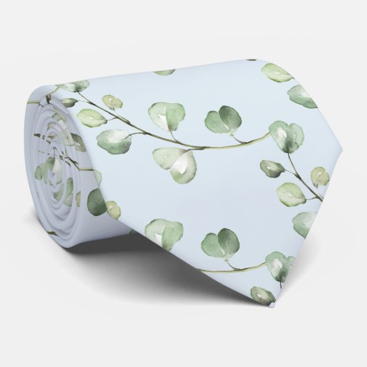 Cravate Ciel clair bleu vert Eucalyptus Mariage élégant (Roulé)