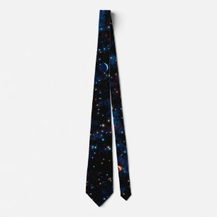 Cravate Ciel étoilé avec étoiles et planètes