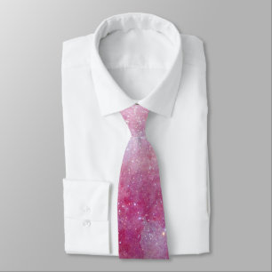 Cravate Ciel étoilé galactique rose mauve d'espace