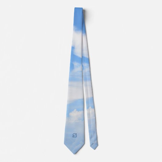Cravate Ciel partiellement nuageux bleu et blanc (Devant)