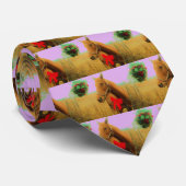 Cravate Ciel rose rétro Cheval de Noël (Roulé)