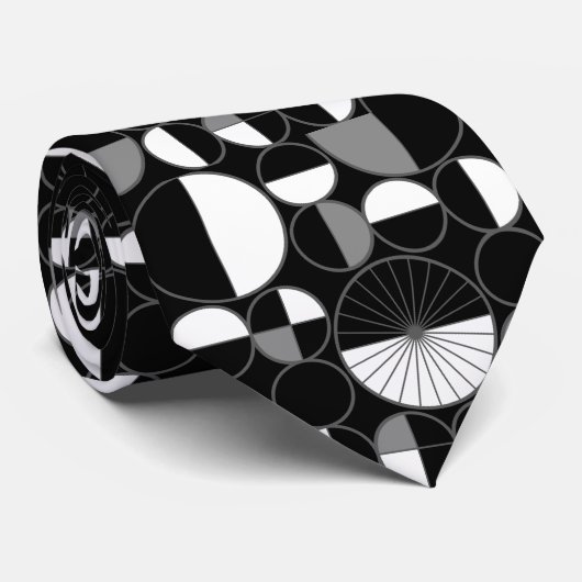 Cravate Circles Halves Black Gray (Roulé)