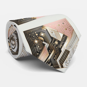 Cravate Circuit imprimé abstrait - Art déco rétro