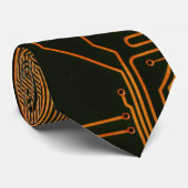 Cravate Circuit imprimé d'ordinateur cool orange (Roulé)