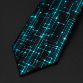 Cravate Circuit Néon Bleu Cyber
