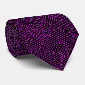 Cravate Circuitrie - Magenta en noir (Roulé)