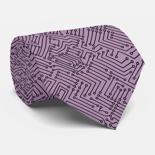Cravate Circuitrie - Noir sur Mauve b38fb1 (Roulé)