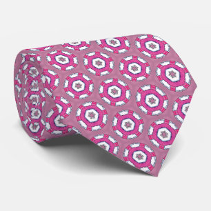 Cravate circulaire illustré rose et blanc