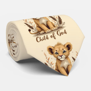 Cravate Citation d'art chrétien sur un adorable lionceau