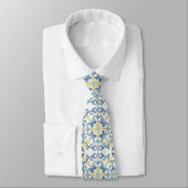 Cravate Citron en carrelage bleu italien (Attaché)