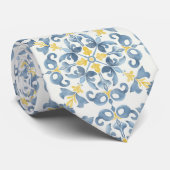 Cravate Citron en carrelage bleu italien (Roulé)