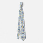 Cravate Citron en carrelage bleu italien (Dos)