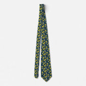 Cravate Citron jaune bleu fruit brillant été (Dos)