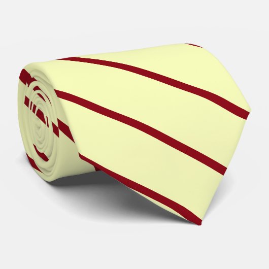 Cravate citron pâle et marron classique diagonale rayé (Roulé)