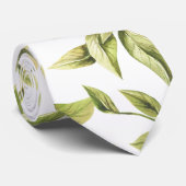 Cravate Citrons et Feuilles | motif botanique aquarelle (Roulé)