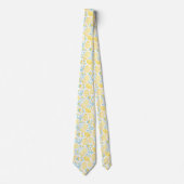 Cravate Citrons jaunes & Fleurs bleues pastel Motif (Devant)