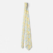 Cravate Citrons jaunes & Fleurs bleues pastel Motif (Dos)