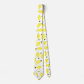 Cravate Citrons joyeux Motif Monogramme jaune Nom Blanc (Devant)