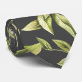 Cravate Citrons | motif botanique gris aquarelle (Roulé)